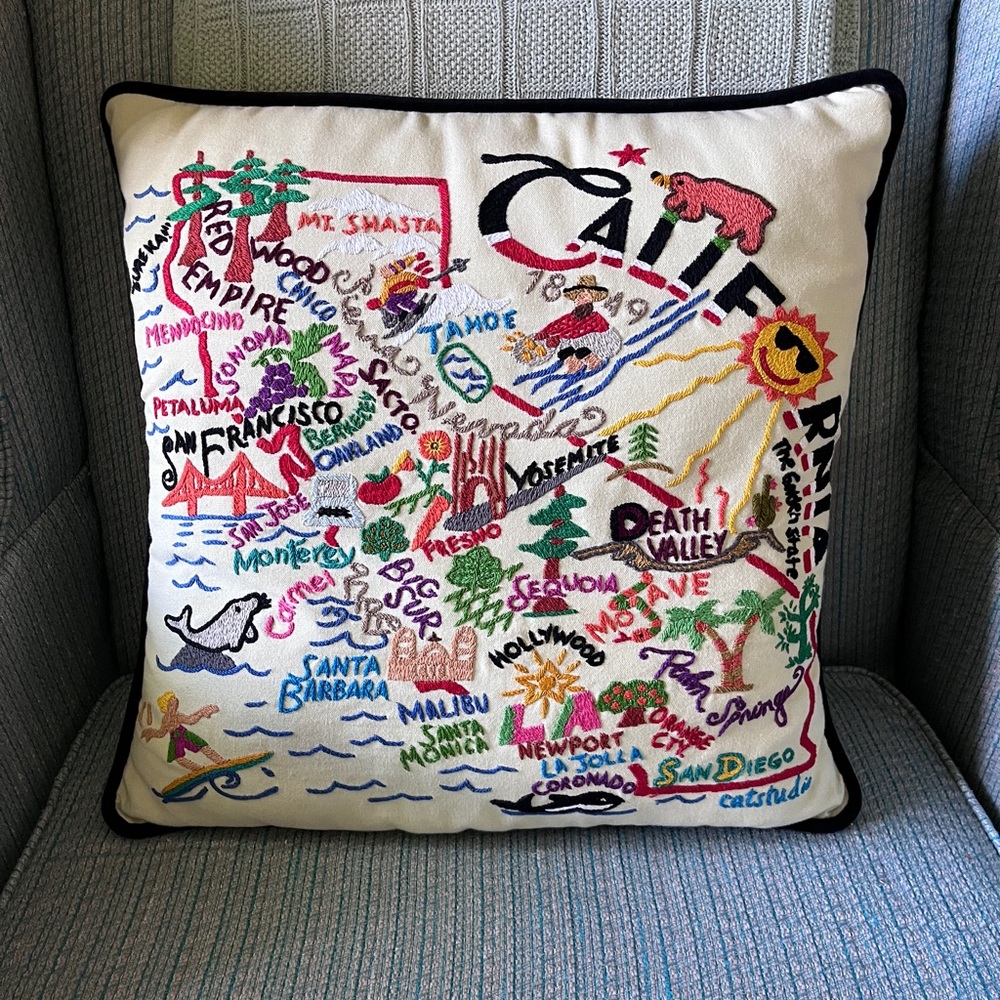 California Embroidered Accent Pillow